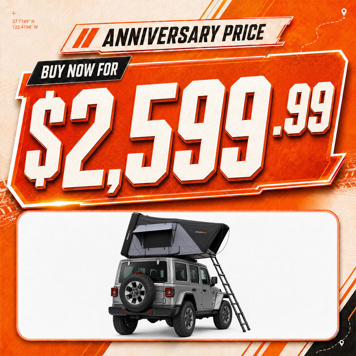 OPENROAD FlowRoof Side-Open Hard Shell Rooftop Tent