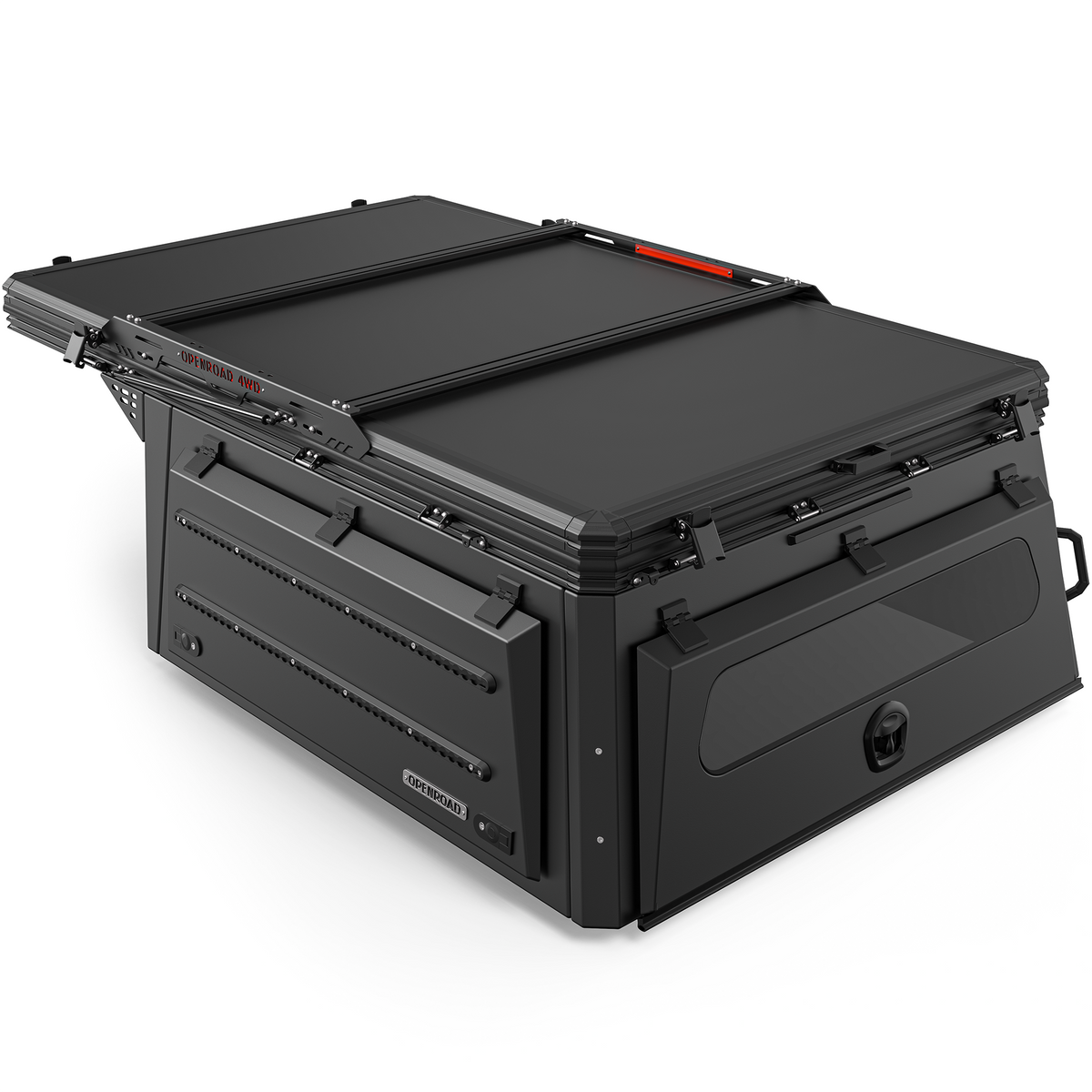 OPENROAD Aluminum Truck Topper with Integrated Rooftop Tent — Lightweight 4-Season Overland Camper