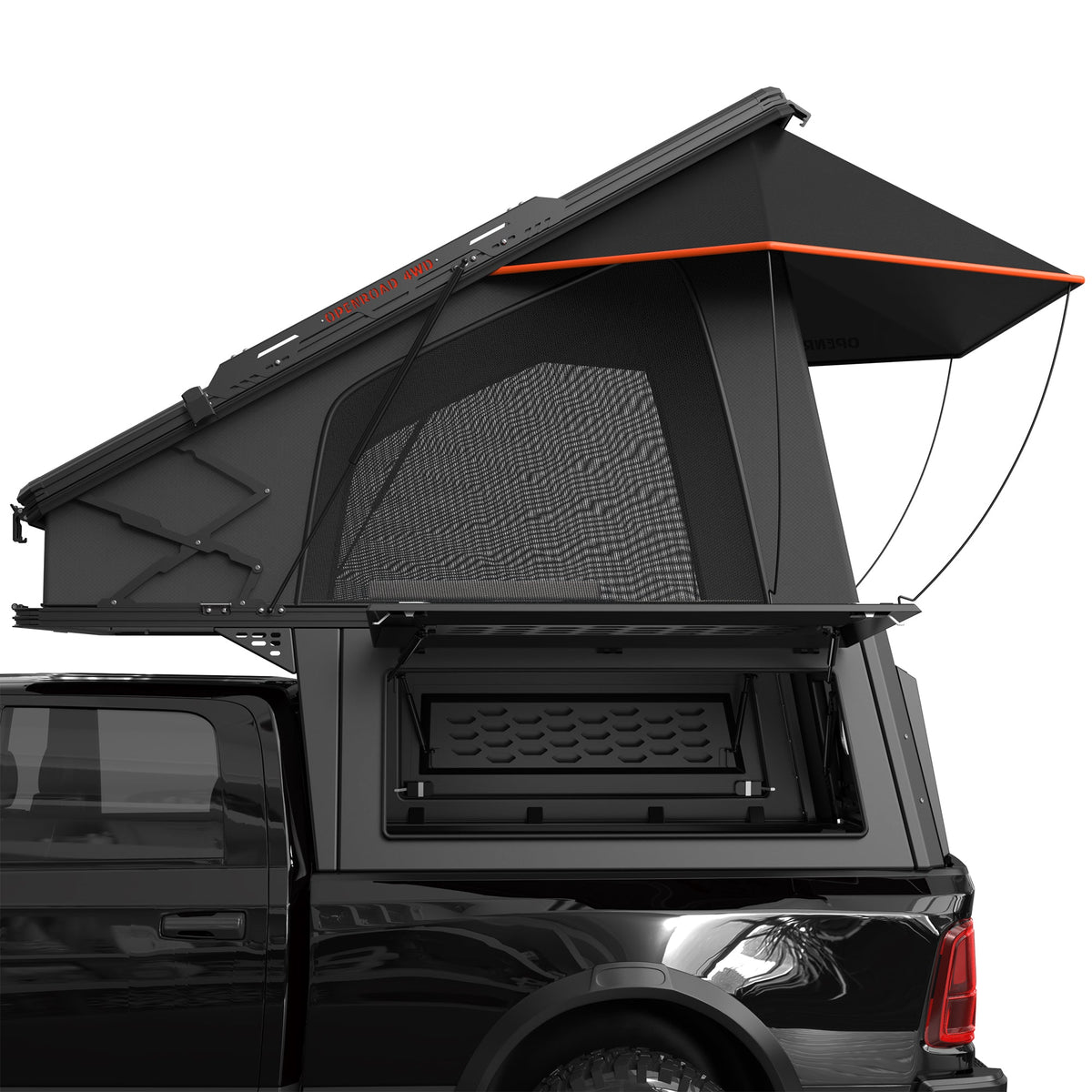 OPENROAD Aluminum Truck Topper with Integrated Rooftop Tent — Lightweight 4-Season Overland Camper
