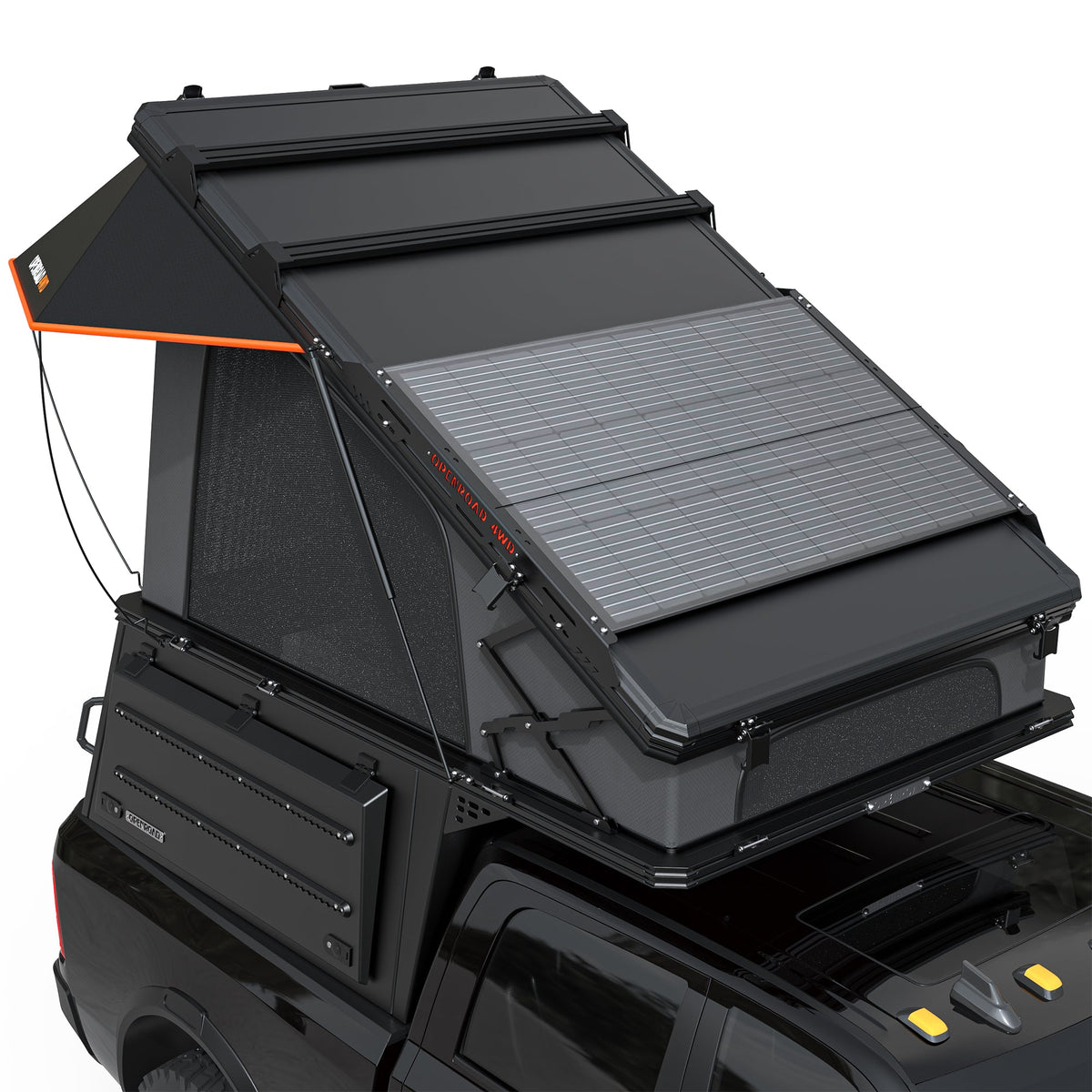 OPENROAD Aluminum Truck Topper with Integrated Rooftop Tent — Lightweight 4-Season Overland Camper