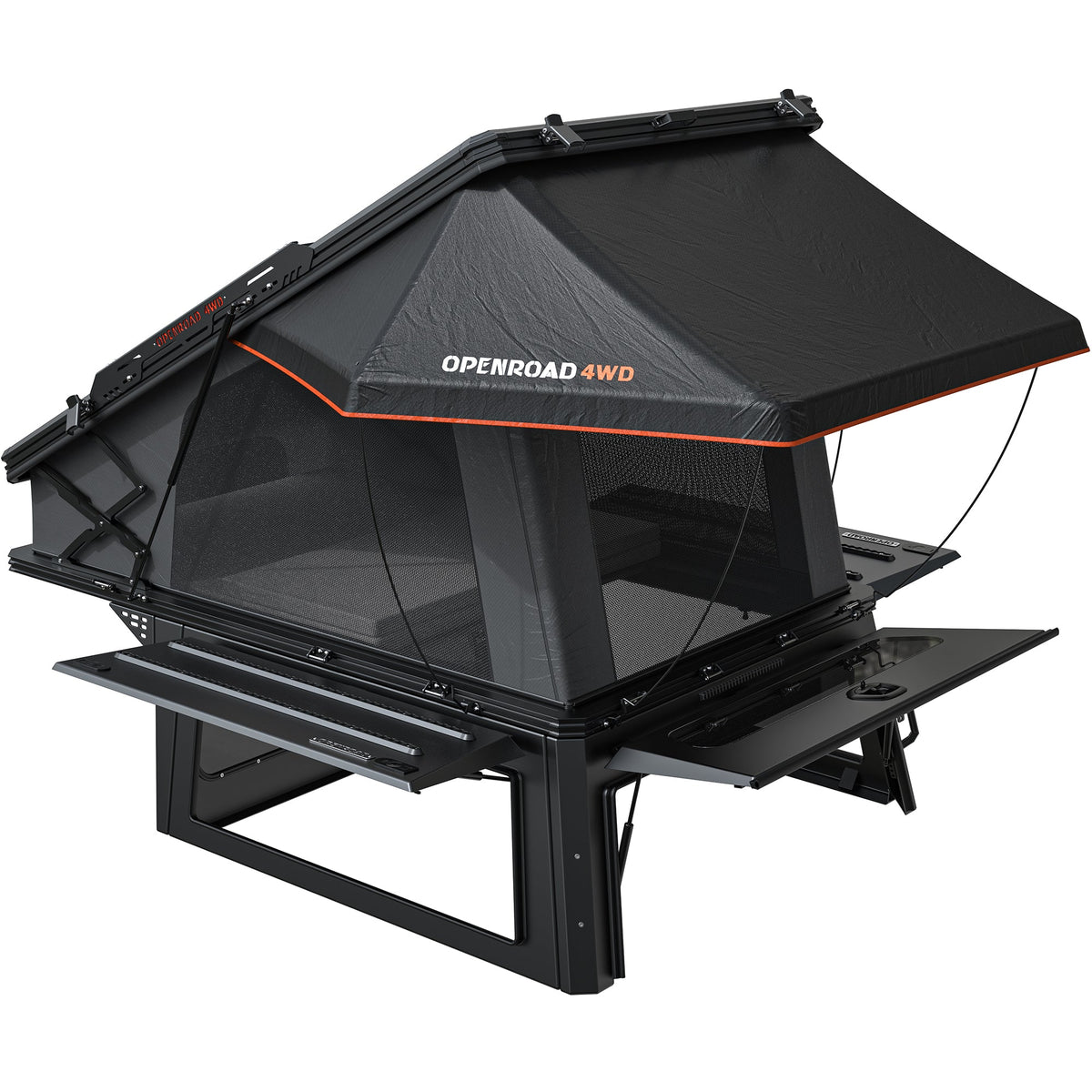 OPENROAD Aluminum Truck Topper with Integrated Rooftop Tent — Lightweight 4-Season Overland Camper