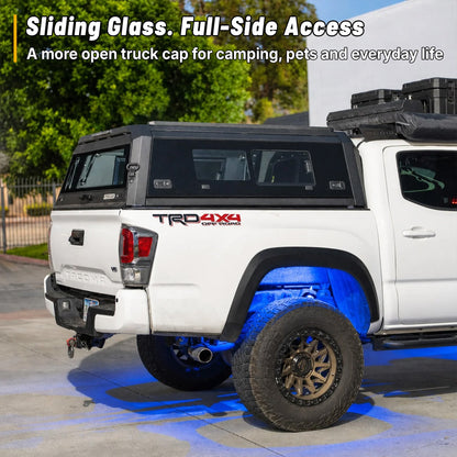 OPENROAD Sliding Glass Side Truck Cap for Toyota Tacoma (2016-2023) – 5ft Bed