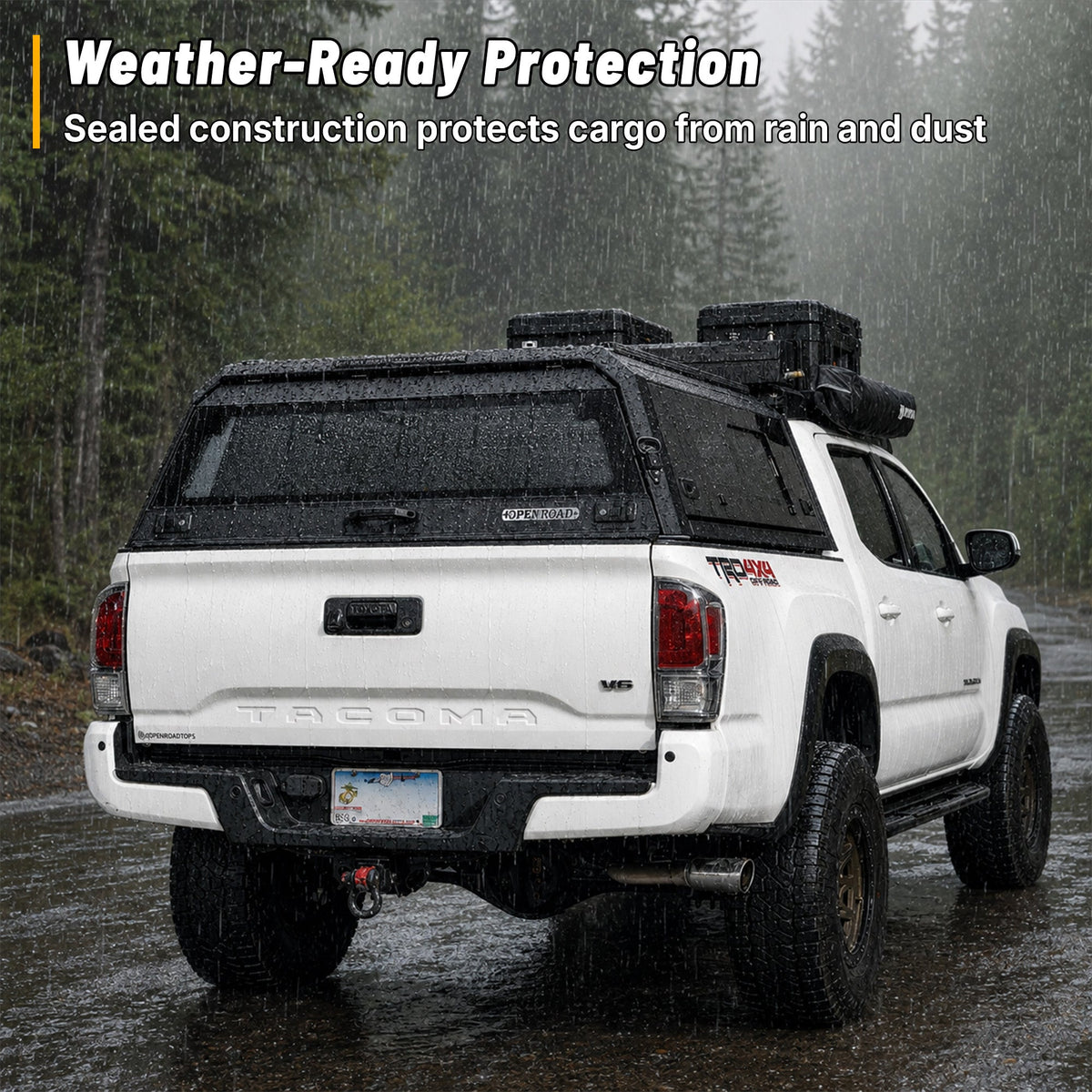 OPENROAD Sliding Glass Side Truck Cap for Toyota Tacoma (2016-2023) – 5ft Bed