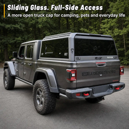 OPENROAD Sliding Glass Side Truck Cap for Jeep Gladiator 2019-2026
