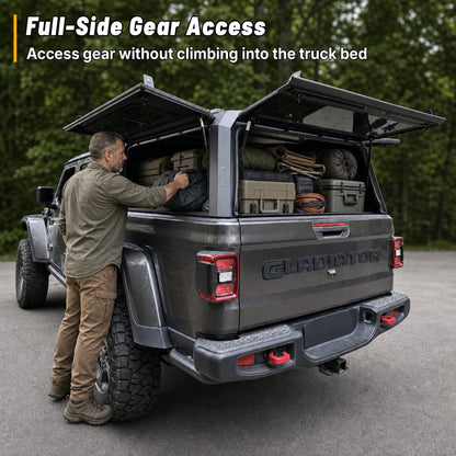 OPENROAD Sliding Glass Side Truck Cap for Jeep Gladiator 2019-2026