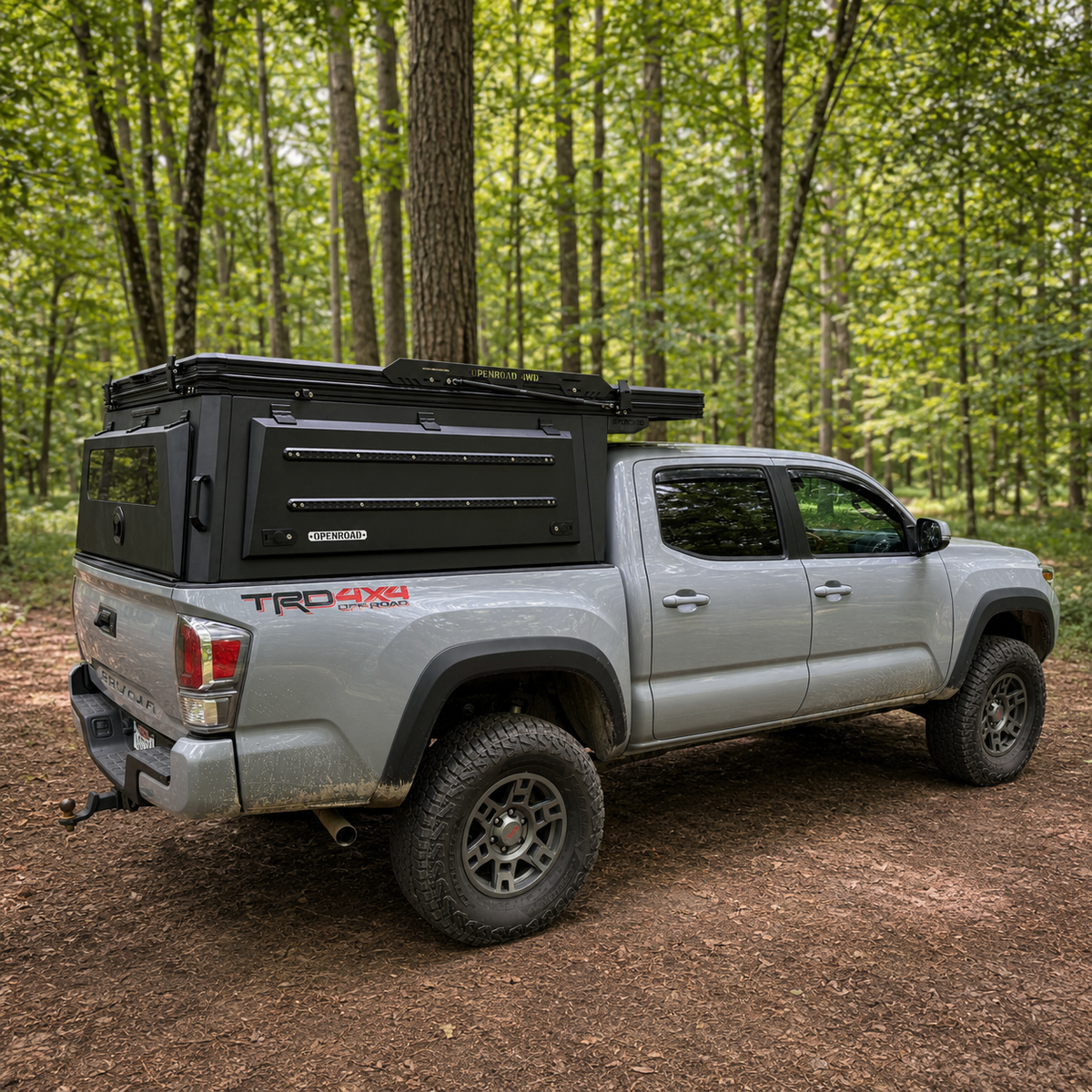 OPENROAD Aluminum Truck Topper with Integrated Rooftop Tent — Lightweight 4-Season Overland Camper