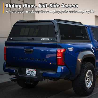 OPENROAD Sliding Glass Side Truck Cap for Toyota Tacoma (2024-2026) – 5ft Bed