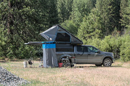 Ultimate Camp Shower Set: Hard Case Shower/Bathroom Awning + 90 Degree Swing Out