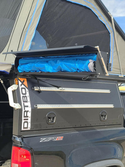 Ultimate Camp Shower Set: Hard Case Shower/Bathroom Awning + 90 Degree Swing Out